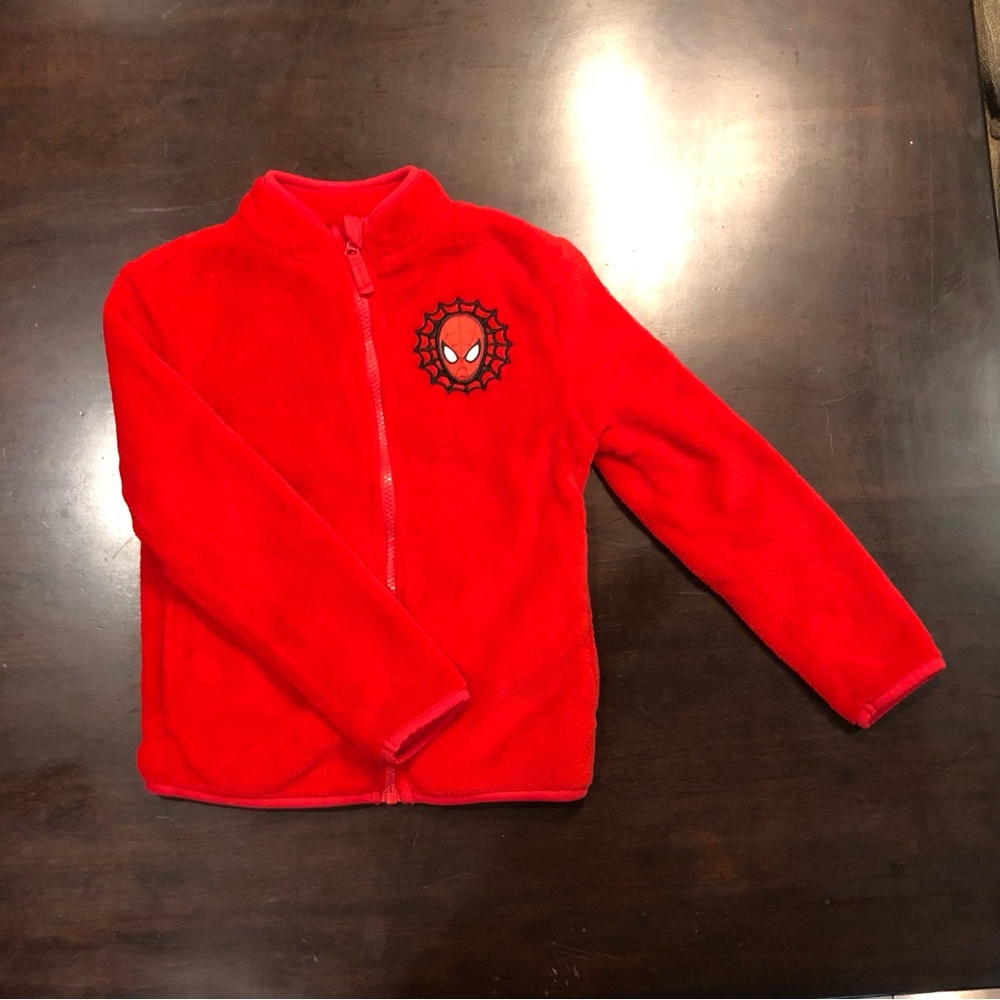 Disney Store Marvel Spider-Man Boy Fleece Jacket Red Size 5/6